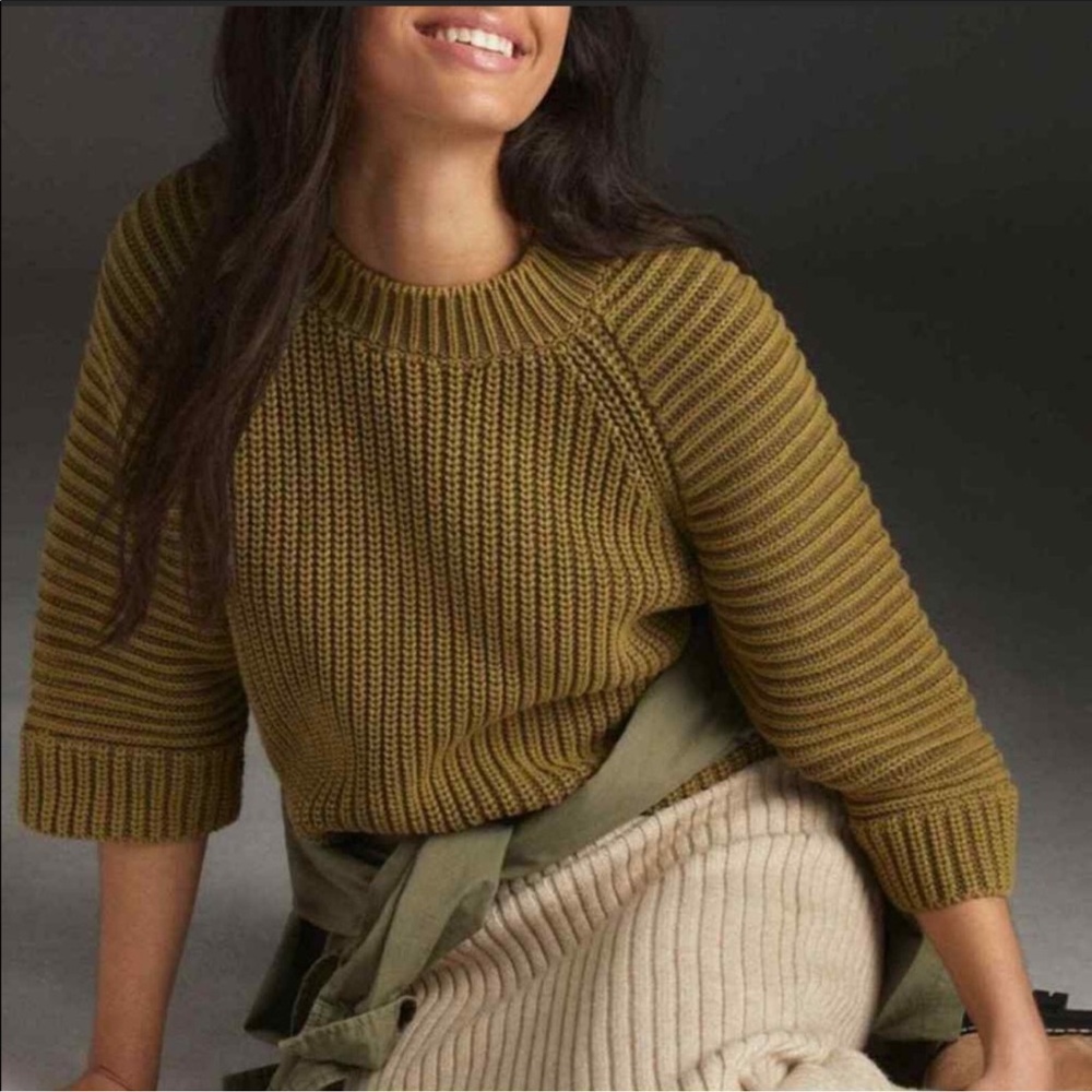 Maeve chunky knit olive green sweater S